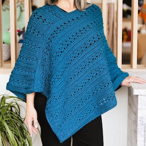 Textured Aran Yarn Poncho Crochet Pattern PDF
