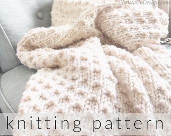 Knitting Pattern Blanket Bella Vita | Knitted Throw Blanket Pattern | Knit Afghan Pattern | Easy Knit Blanket Pattern | Beginner Knitting