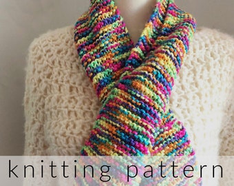 Easy Knit Scarf Pattern - Aran Yarn - Beginner - Knitting PDF