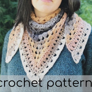 Easy Crochet Ambra Scarf Pattern PDF - Sport Yarn Triangle Shawl