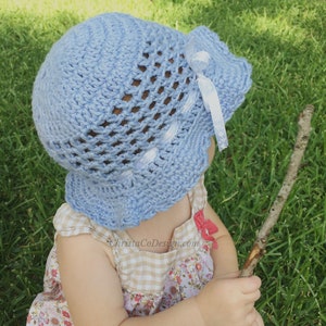 Crochet Pattern Summer Sun Hat Crochet Pattern Baby Hat Crochet Gift Baby Shower Girl Hat Brim Hat Cotton Hat summer hat image 3