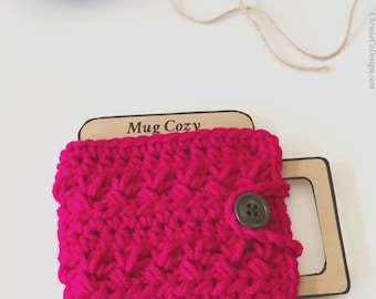 Crochet Coffee Bean Cup Cozy Pattern PDF - Intermediate Textured Rectangle Design