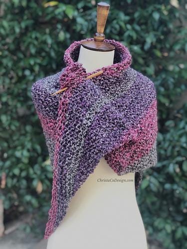 Bulky Yarn Umbria Shawl Knitting Pattern PDF - Beginner Triangle Wrap ...