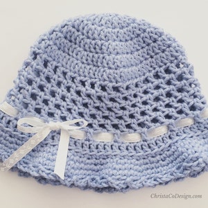 Crochet Pattern Summer Sun Hat Crochet Pattern Baby Hat Crochet Gift Baby Shower Girl Hat Brim Hat Cotton Hat summer hat image 4