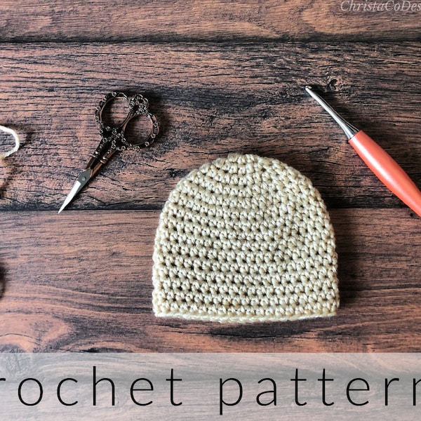 Crochet Pattern Half Double Crochet Beanie | Simple Crochet Beanie Pattern | Crochet Hat Pattern All Sizes | Beanie Hat PDF Pattern