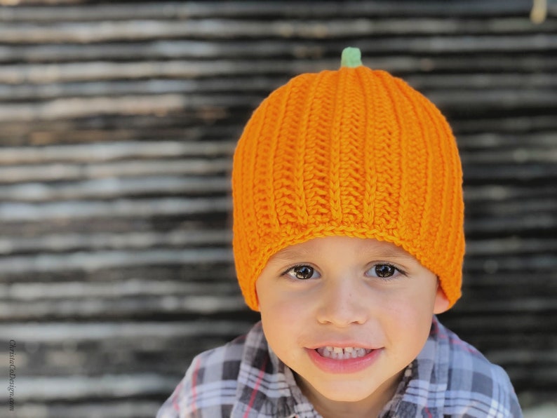 Crochet Pumpkin Hat Pattern Toddler Hat Baby Hat October Fall Beanie image 7