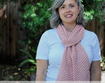 Beginner Knitting Asti Scarf Pattern PDF - Sport Yarn - Lace Design - Written Pattern & Video - Rectangle - Bottom Up - 300 Yards