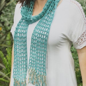 Crochet Pattern Skinny Summer Scarf Pattern Scarf Crochet Pattern Mesh Scarf Easy Crochet Scarf Skinny Scarf Summer Crochet image 3