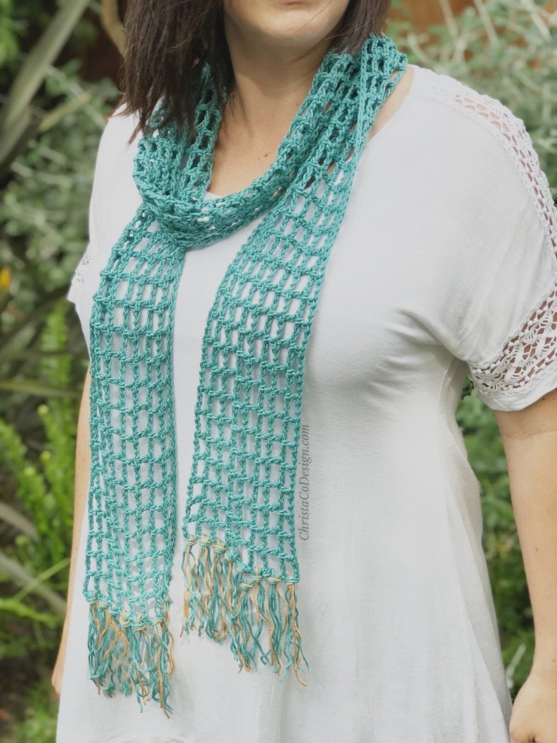 Crochet Pattern Skinny Summer Scarf Pattern Scarf Crochet Pattern Mesh Scarf Easy Crochet Scarf Skinny Scarf Summer Crochet image 3