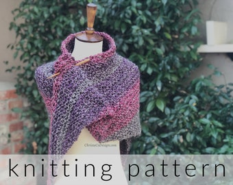 Umbria Knit Shawl Pattern | Knitting Pattern Easy Shawl | Chunky Shawl Knitting Pattern | Beginner Knitting Pattern Shawl | Triangle Scarf