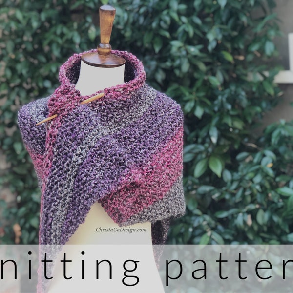 Umbria Knit Shawl Pattern | Knitting Pattern Easy Shawl | Chunky Shawl Knitting Pattern | Beginner Knitting Pattern Shawl | Triangle Scarf