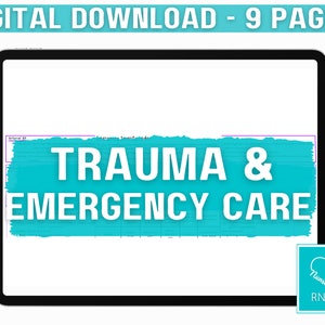 Trauma & Notfall Care Bundle, Umfassender Krankenschwestern Studienführer, Krankenpflege Studienführer, Digitaler Download, Krankenschwester Spickzettel, Nclex