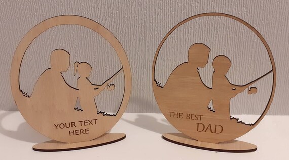 Laser engraved Fishing Dad with son or daughter plaque sign ideal for the fishing Dad This can be personalised Fathers day birthday gift