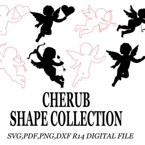 4 Cherubs from the Cherub collection digital File divine svg png pdf dxf download dreamy cherub art cricut vinyl laser compatable