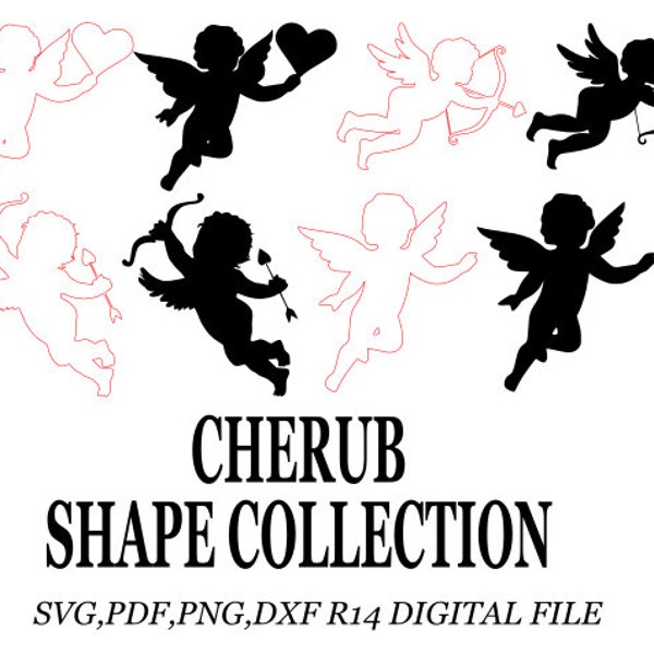 4 Cherubs from the Cherub collection digital File divine svg png pdf dxf download dreamy cherub art cricut vinyl laser compatable