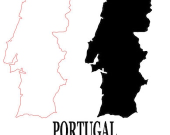 Portugal country outline and silhouette The country collection Digital download svg png dxf pdf files digital file crafts art map