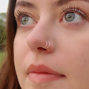 Highest Quality Sterling Silver Double Spiral Nose Ring: Seamless Nose Ring Hoop