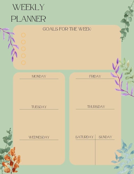 Weekly Planner Printable Sheet - Etsy
