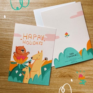 Carte de joyeuses fêtes Animaux australiens mignons | Eco Card, Carte d’illustration, impression d’art, Australie