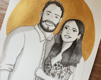 Hand Painted Custom Portrait Wedding Gift Anniversary Gift Watercolour Engagement Gift Painting from Photo Wedding Portrait Custom Painting