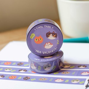 Cats washi tape, cute washi tape, journaling tape, colour tapes journalling, stationery tape