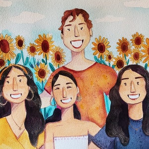 Handmade Custom Watercolor Illustration | Personalized Family watercolour | portrait  Custom Wall art