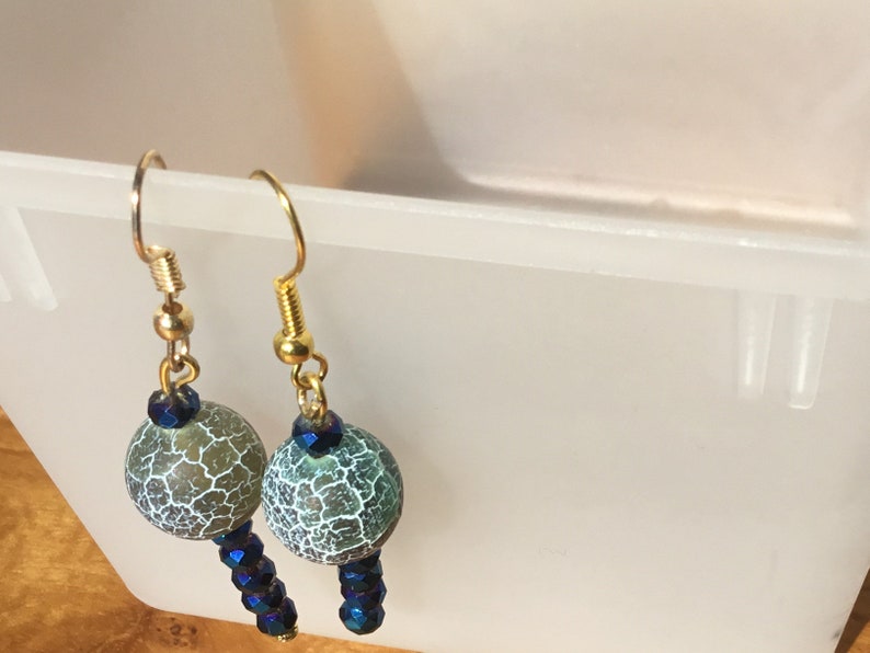 Turquoise Statement Earrings Classy Casual Earrings Semiprecious Stone With Crystal Beads earrings Self Gift Classy Turquoise Earrings