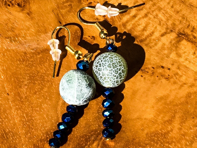 Turquoise Statement Earrings Classy Casual Earrings Semiprecious Stone With Crystal Beads earrings Self Gift Classy Turquoise Earrings