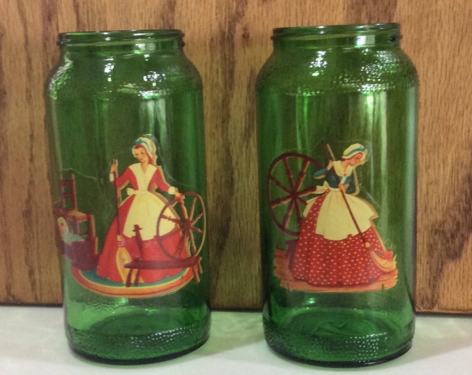 Rustic Green Jars Apothecary Jars Duraglas Emerald Green Jars Etsy