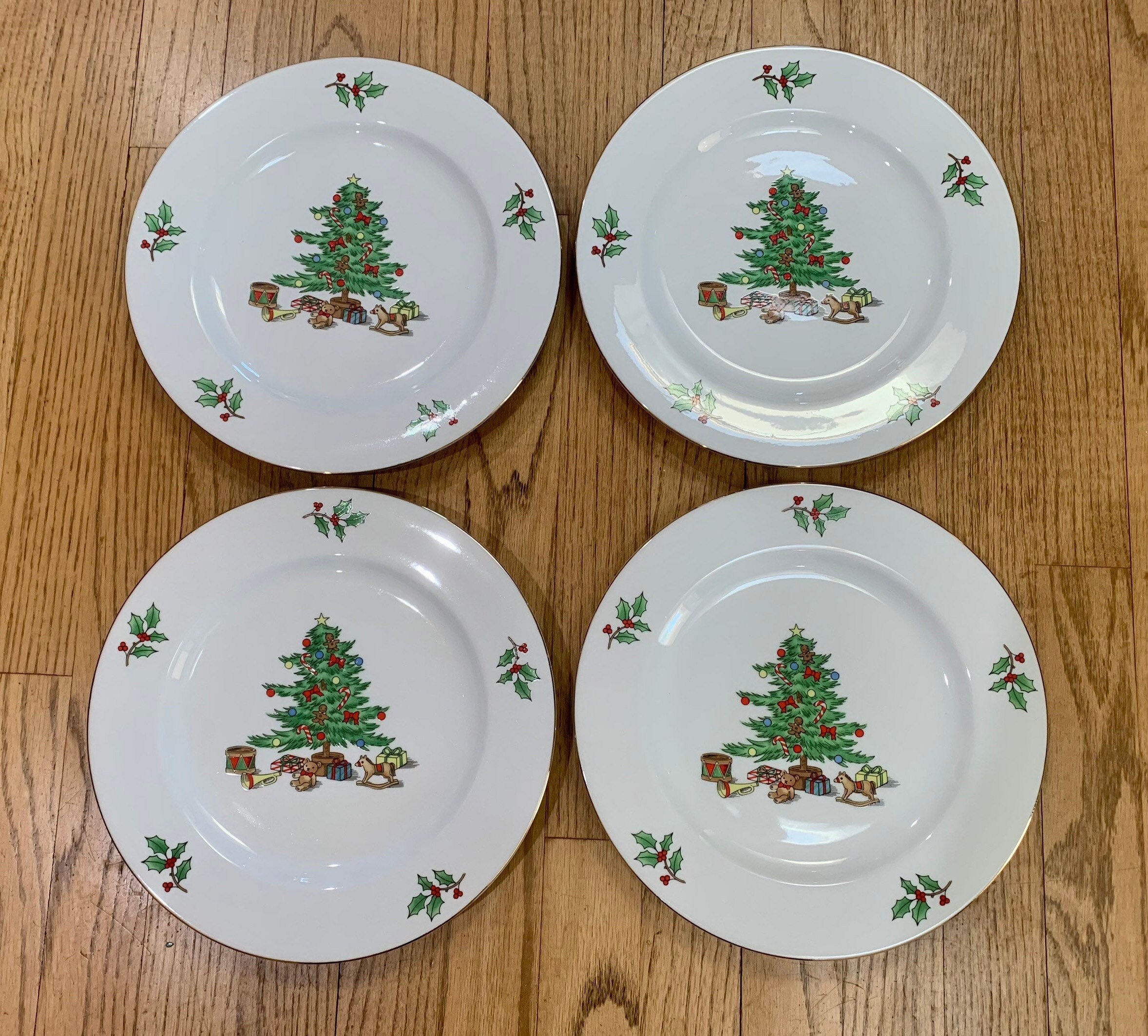 Vintage Christmas Tree Dinner Plates Holiday Hostess China Etsy