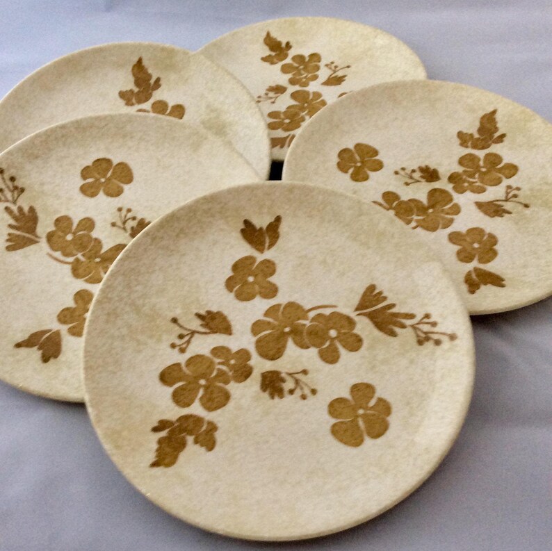 Ironstone Plates Gold Dinnerware Set 60s Dishes Gift Dessert Plates Set Small Floral Plate Boho Dishes Snack Plates Gold Royal China