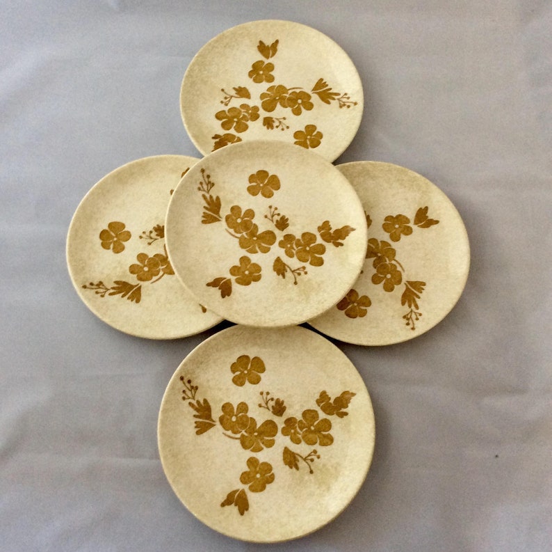 Ironstone Plates Gold Dinnerware Set 60s Dishes Gift Dessert Plates Set Small Floral Plate Boho Dishes Snack Plates Gold Royal China