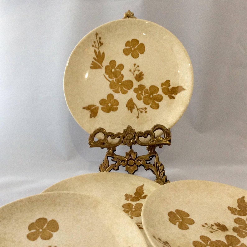 Ironstone Plates Gold Dinnerware Set 60s Dishes Gift Dessert Plates Set Small Floral Plate Boho Dishes Snack Plates Gold Royal China