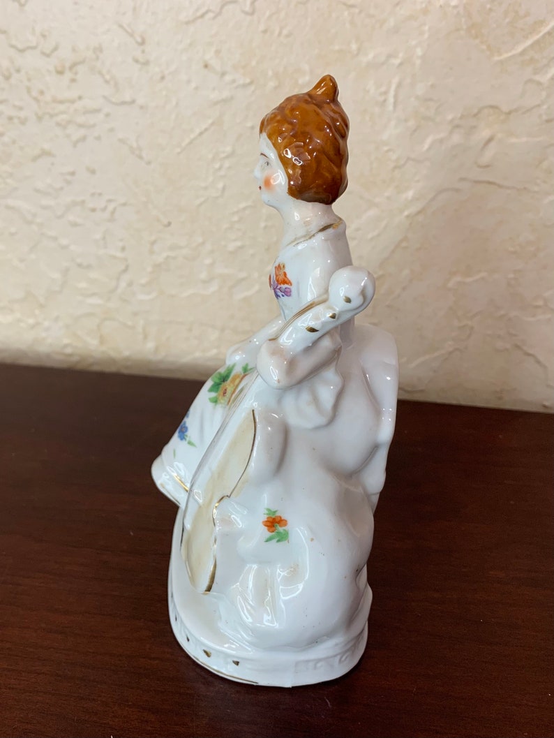 Vintage Lady Porcelain Figurine, Playing Cello String Instrument, the
