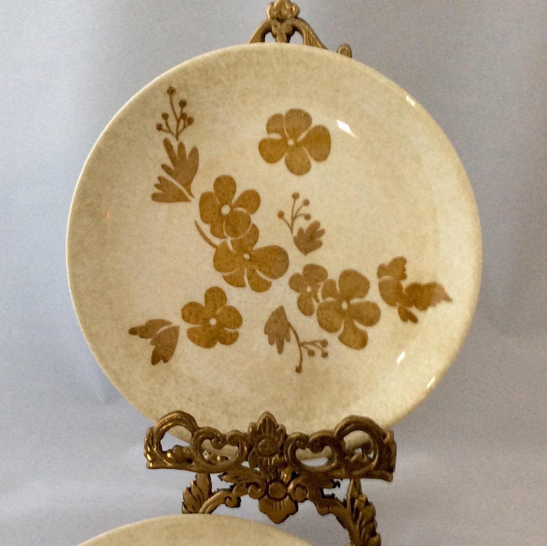 Ironstone Plates Gold Dinnerware Set 60s Dishes Gift Dessert Plates Set Small Floral Plate Boho Dishes Snack Plates Gold Royal China