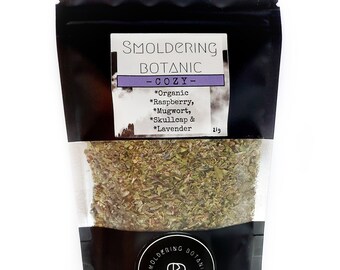 COZY (loose bag or 12 count in tin) | Herbal Blend by Smoldering Botanic | Featuring relaxing Organic Lavender, Skullcap & Mugwort!