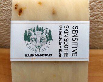 Sensitive Skin Soothe Soap Bar | All Natural Handmade Soaps | Vegan + Cruelty Free | Made w/ Organic Herbs, Oils, Minerals & Essential Oils