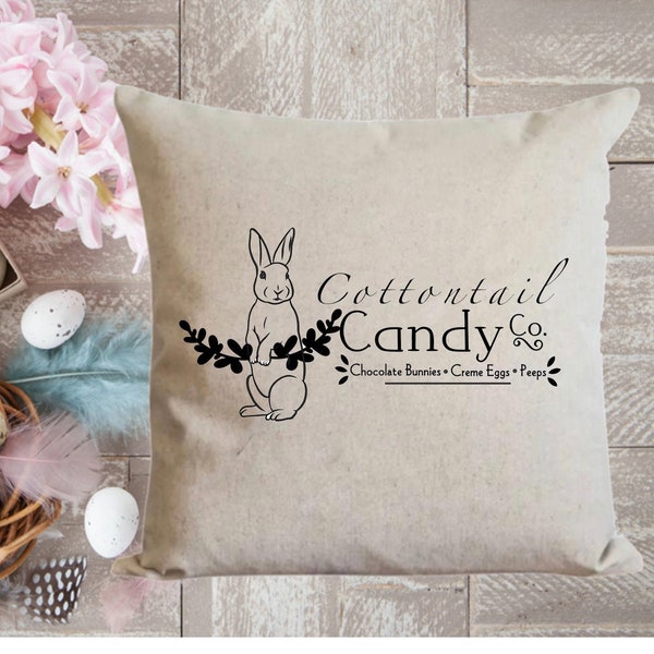 Easter Bunny, Canvas Drop Cloth Pillow, Envelope Pillow, Pillow Cover, Farmhouse Style, Peter Cottontail Pillow, Easter Decor, Rustic