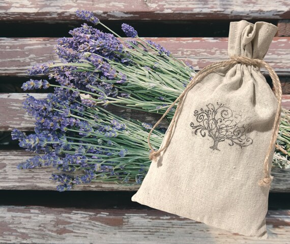 Extra Large Organic Lavender Sachets in 6x10 Natural Linen Bags, Shabby  ChicHand-stamped with the Tree of Life, Mother's Day, Spa Gift