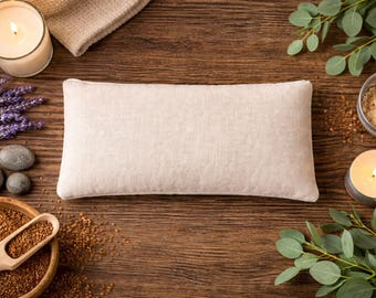 新登場！リネン製、オーガニック亜麻仁配合の温冷両用枕 - 取り外し・洗濯可能なリネンカバー付き。無香料またはラベンダーの香り。