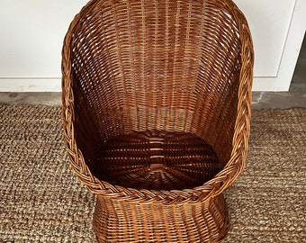 Vintage Rattan Wicker Bucket / Scoop Chair (PICK-UP ONLY)