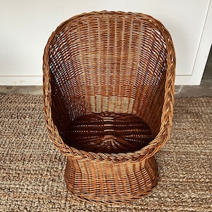 Vintage Rattan Wicker Bucket / Scoop Chair (PICK-UP ONLY)