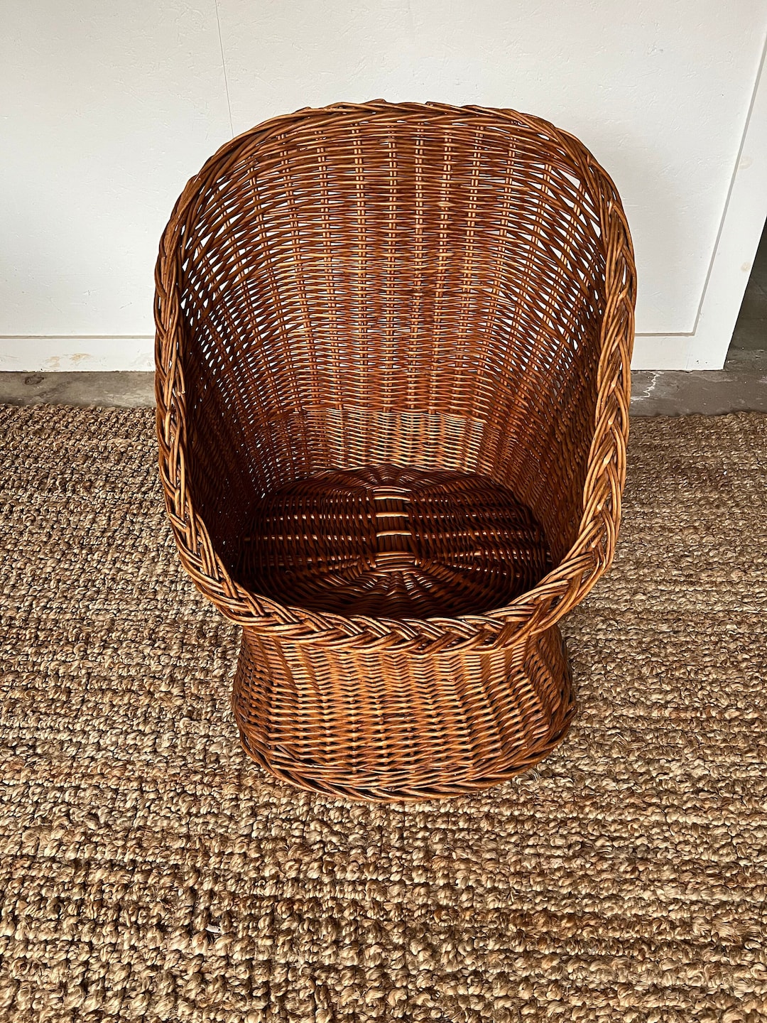 Vintage Rattan Wicker Bucket Scoop Chair PICK UP ONLY Etsy UK