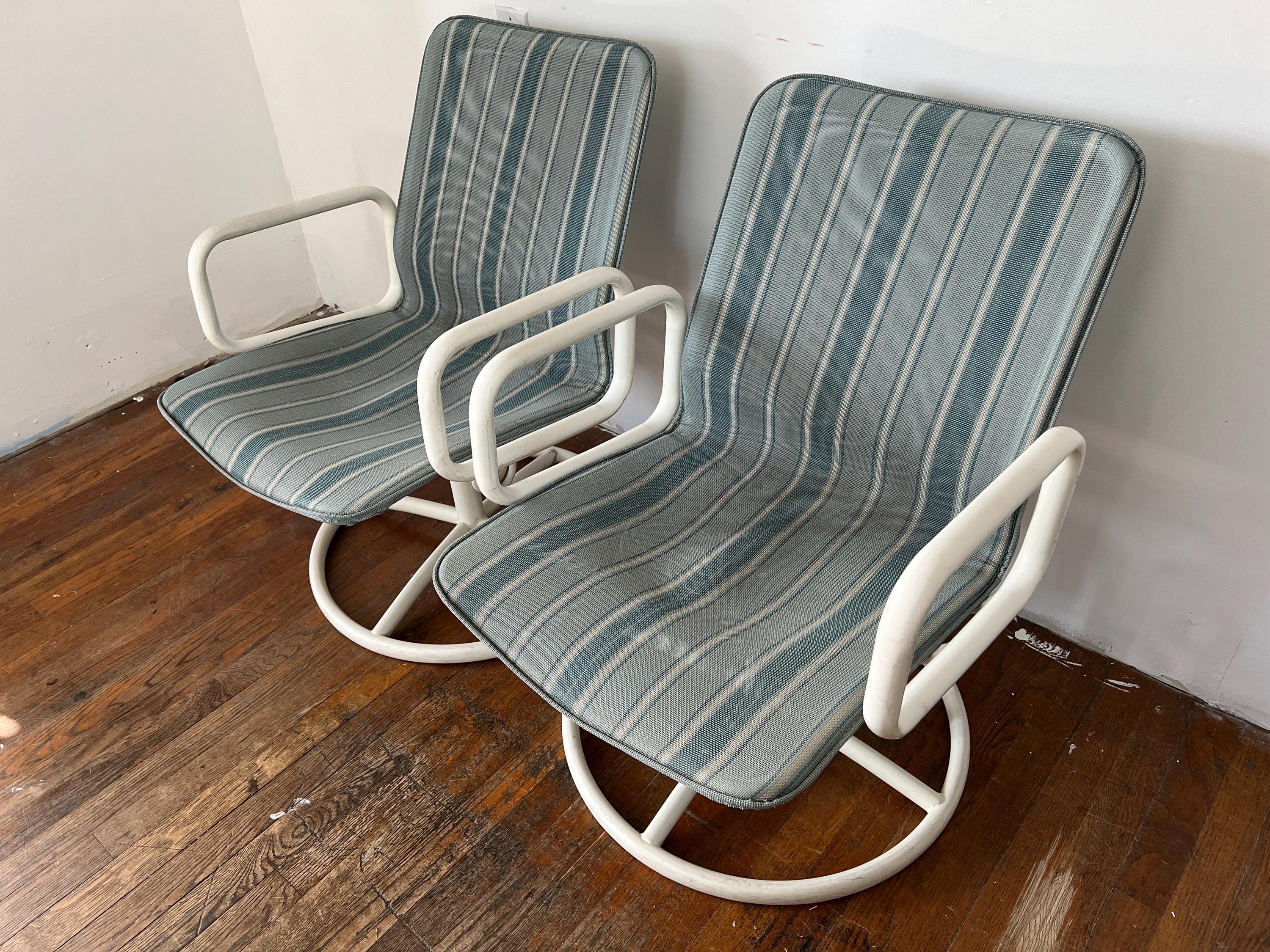 Pair of Samsonite Vintage Outdoor Swivel Rocker Arm Chairs (PICK