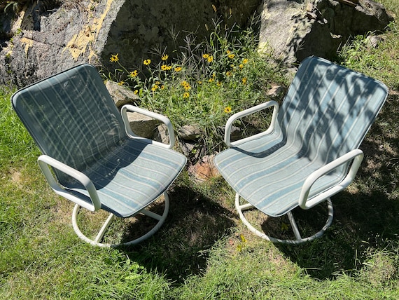 Pair of Samsonite Vintage Outdoor Swivel Rocker Arm Chairs (PICK