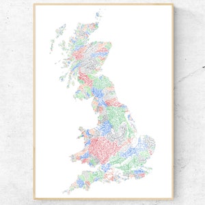 Die Flüsse von Großbritannien - leichte Pastelle auf weiß