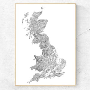 Die Flüsse von Großbritannien - schwarz auf weiß