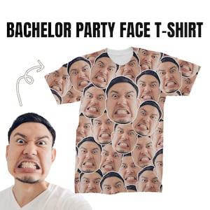 Custom Bachelor Party Face All Over Print Photo T-Shirt