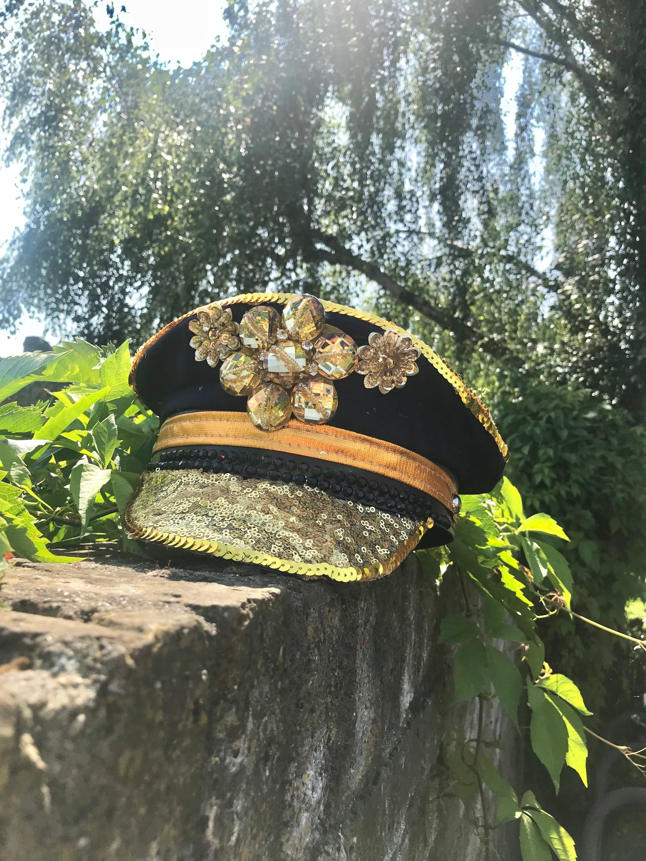 Gold Rhinestone Festival Hat Festival 