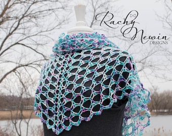 Crochet shawl pattern, crochet pattern, shawl pattern, crochet shawl, lace crochet shawl, crocheted shawl, yarn shawl, Frozen Fractals Shawl